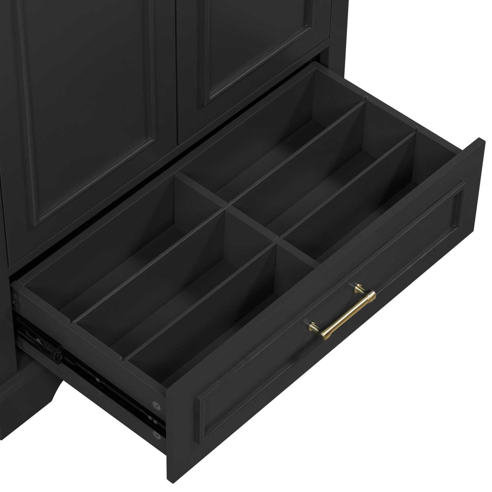 30″ Bathroom Vanity w/ Sink, Black, Soft-Close Doors & Drawer, Solid Wood+MDF