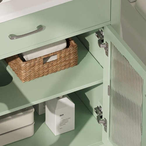 31 Bathroom Vanity With Tempered Glass, Modern Bathroom Cabinet With Rubber Wood