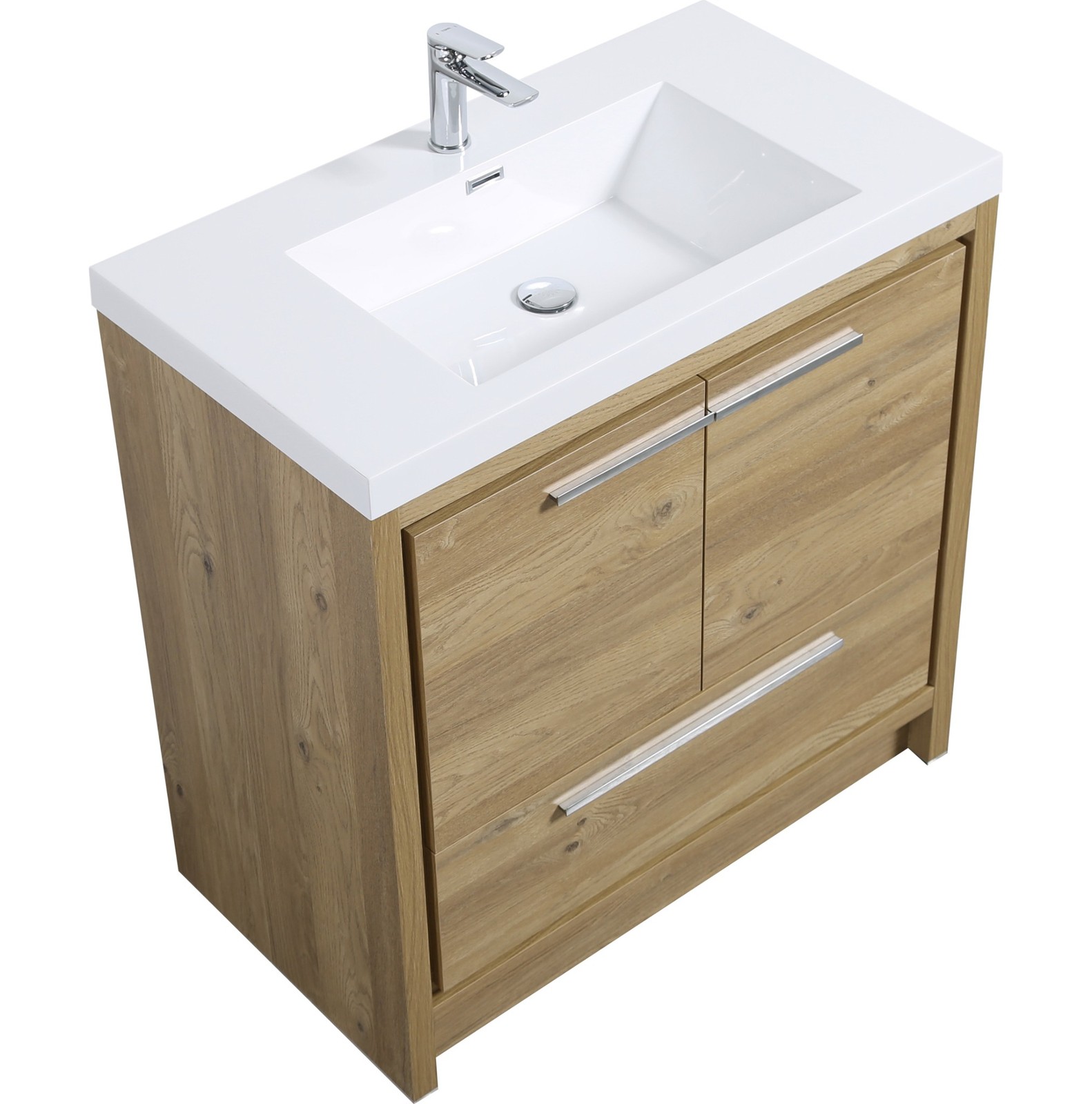 Alma Allier 36 inch Natual Oak Finish Vanity With White Sink