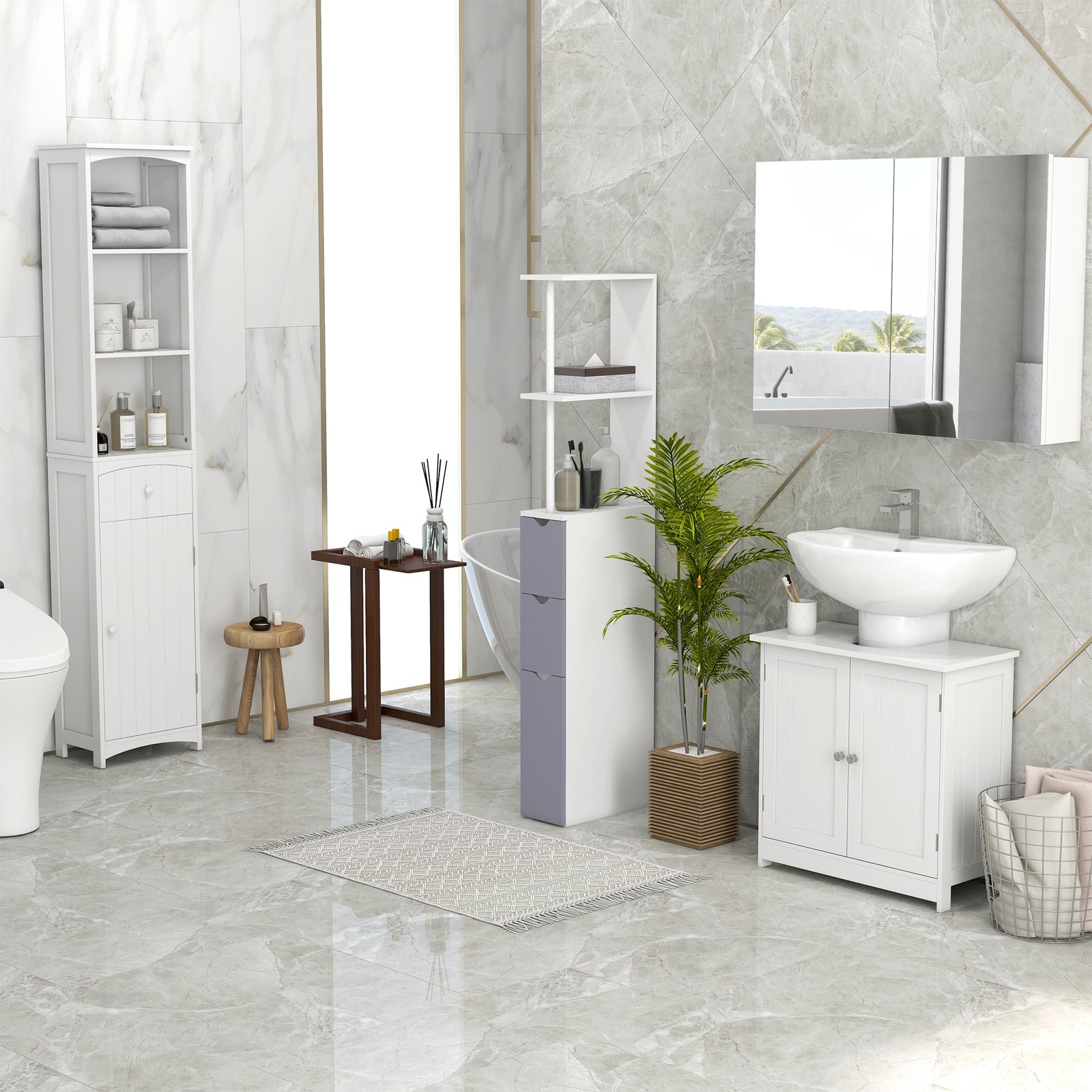 Bathroom Under Sink Vanity Cabinet Multipurpose Space Saver Storage Organizer