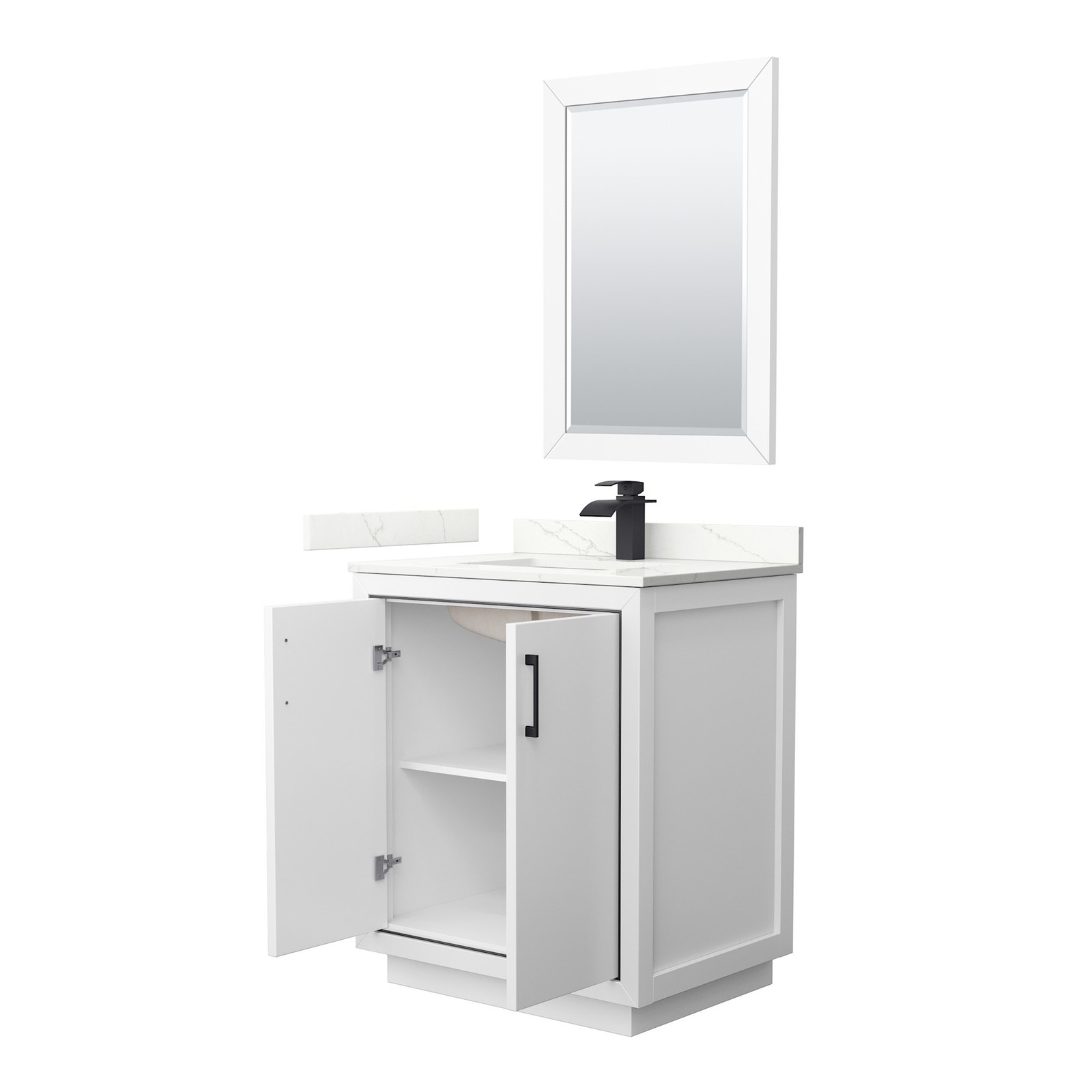 Wyndham Collection WCF111130S-QTZ-UNSM24 Icon 30″ – Dark Gray / White Quartz Top