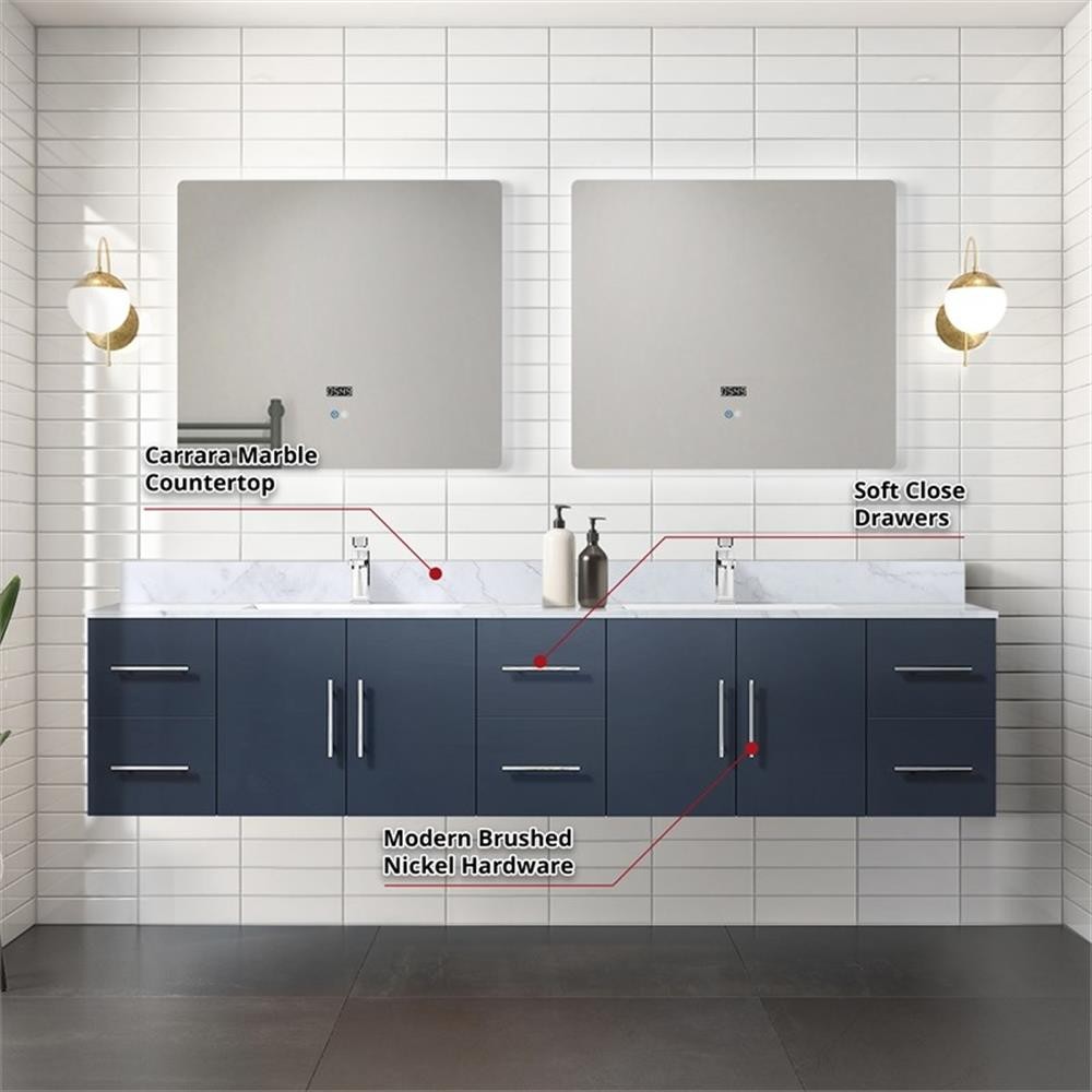 Lexora Home Geneva 84″ Vanity Cabinet in Navy Blue