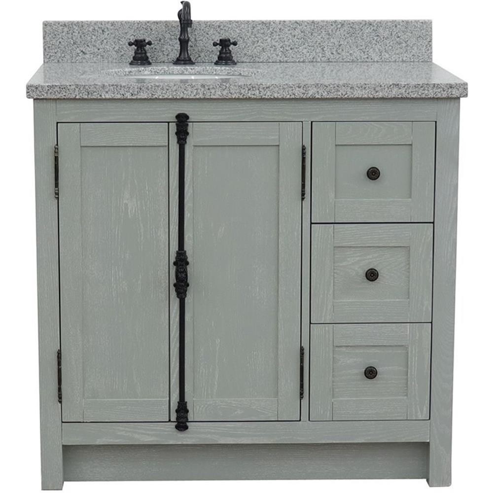 Plantation 37″ Solid Wood Vanity with Left Oval Sink in Gray Ash