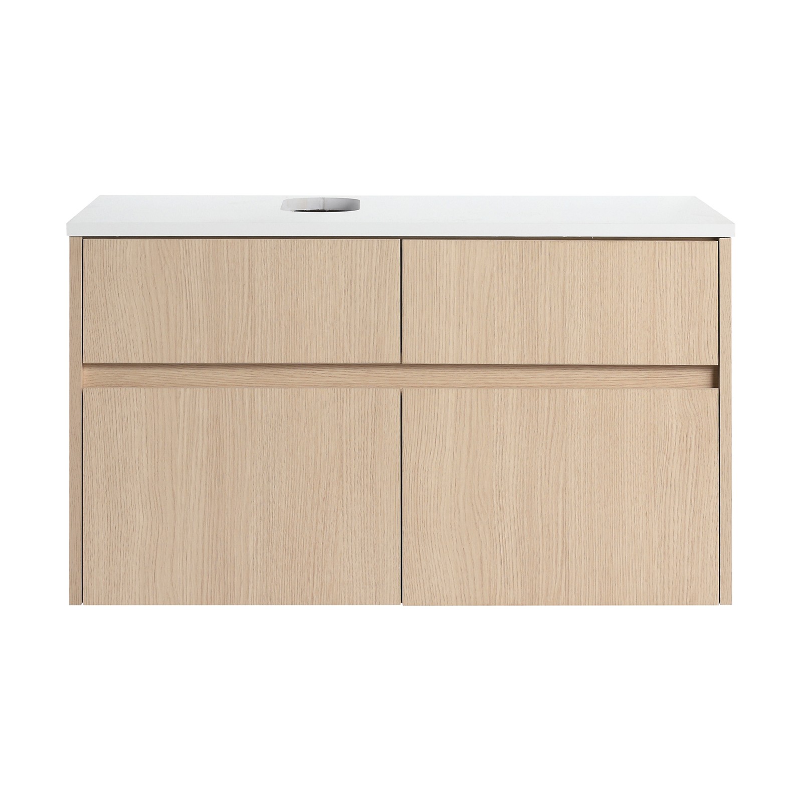 32″ Wall-Mounted Bathroom Vanity, 2 Doors & 1 Drawer, White Oak