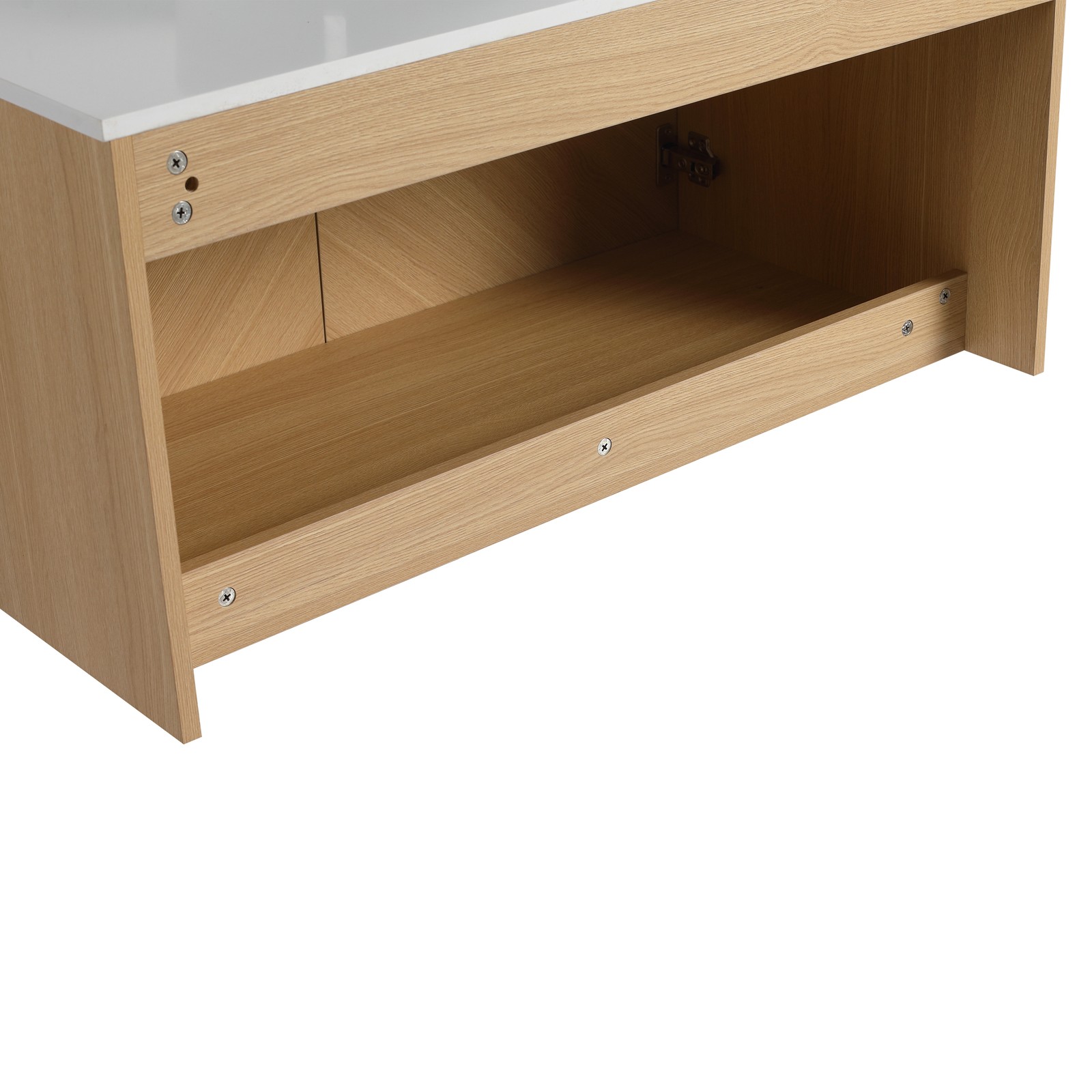 36″ Wall-Mounted Plywood Bathroom Vanity With Top Artificial Stone Slab 2 Doors