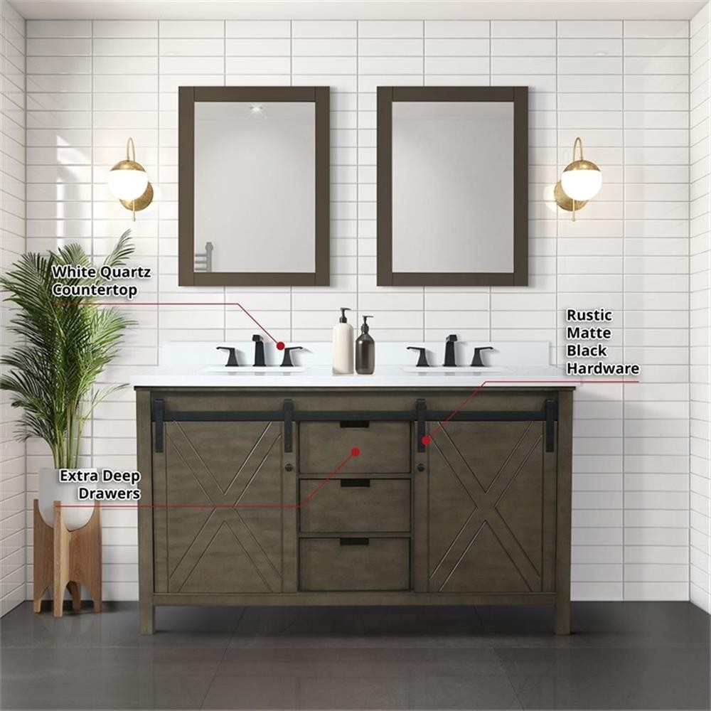 Lexora Home Marsyas 60″ Vanity Cabinet in Rustic Brown
