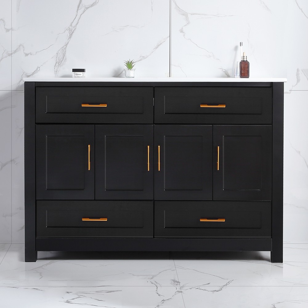 48″ Bathroom Vanity w/Sink,Freestanding Storage Vanity 4 Doors Cabinet,2 Drawers