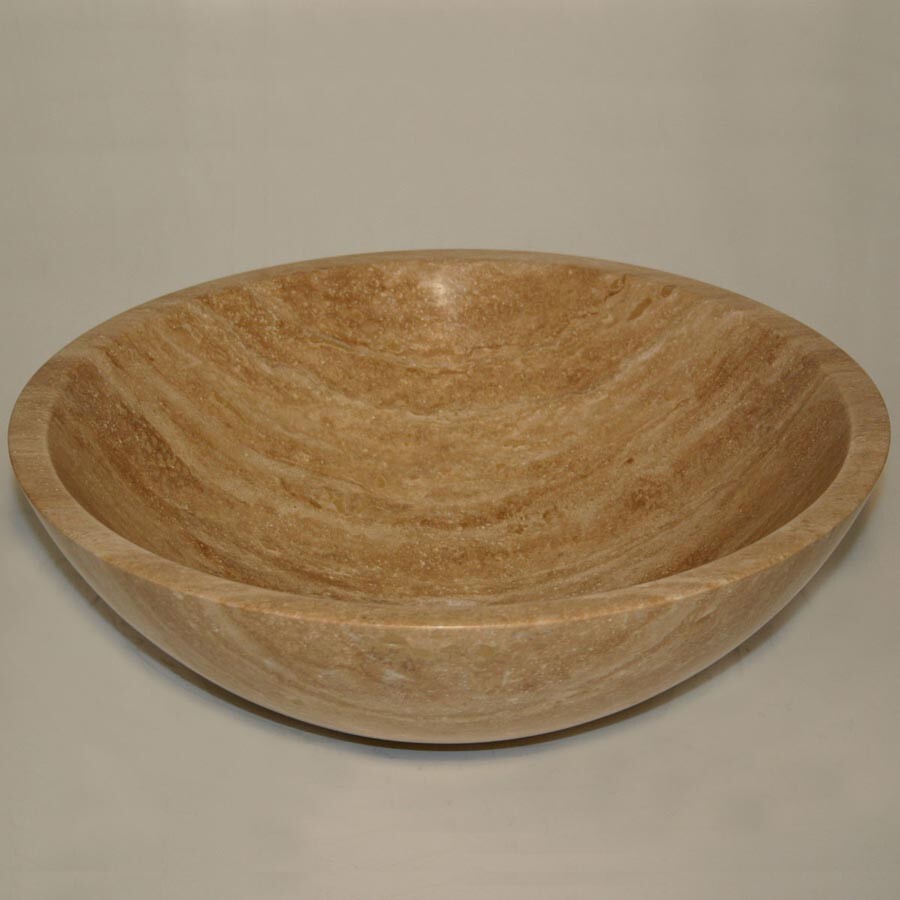 24″ Silkroad Exclusive HYP-0160-T-24 Chestnut Vessel Sink Travertine Top Vanity