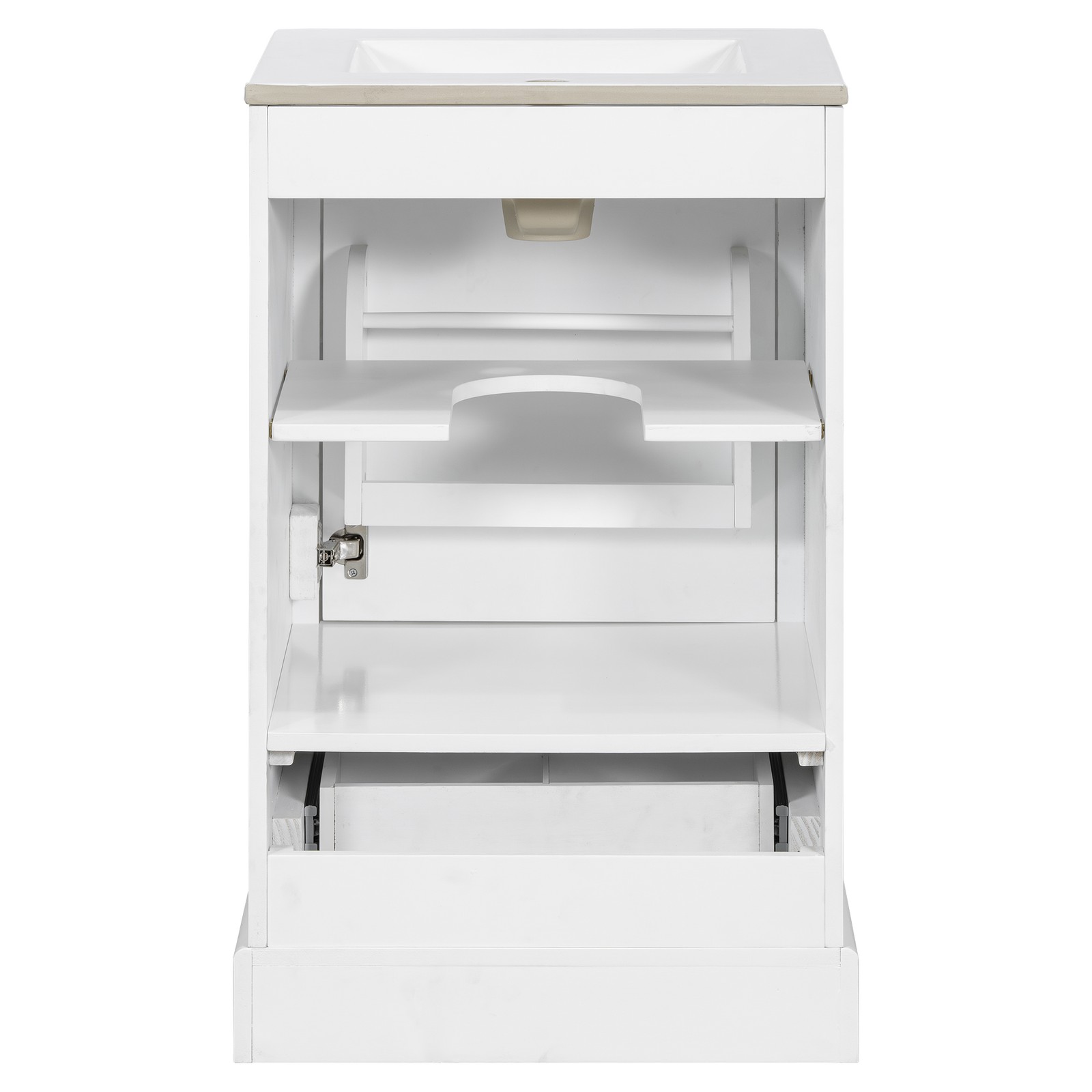 20″ Bathroom Vanity with Ceramic Sink, Soft Close Door, White