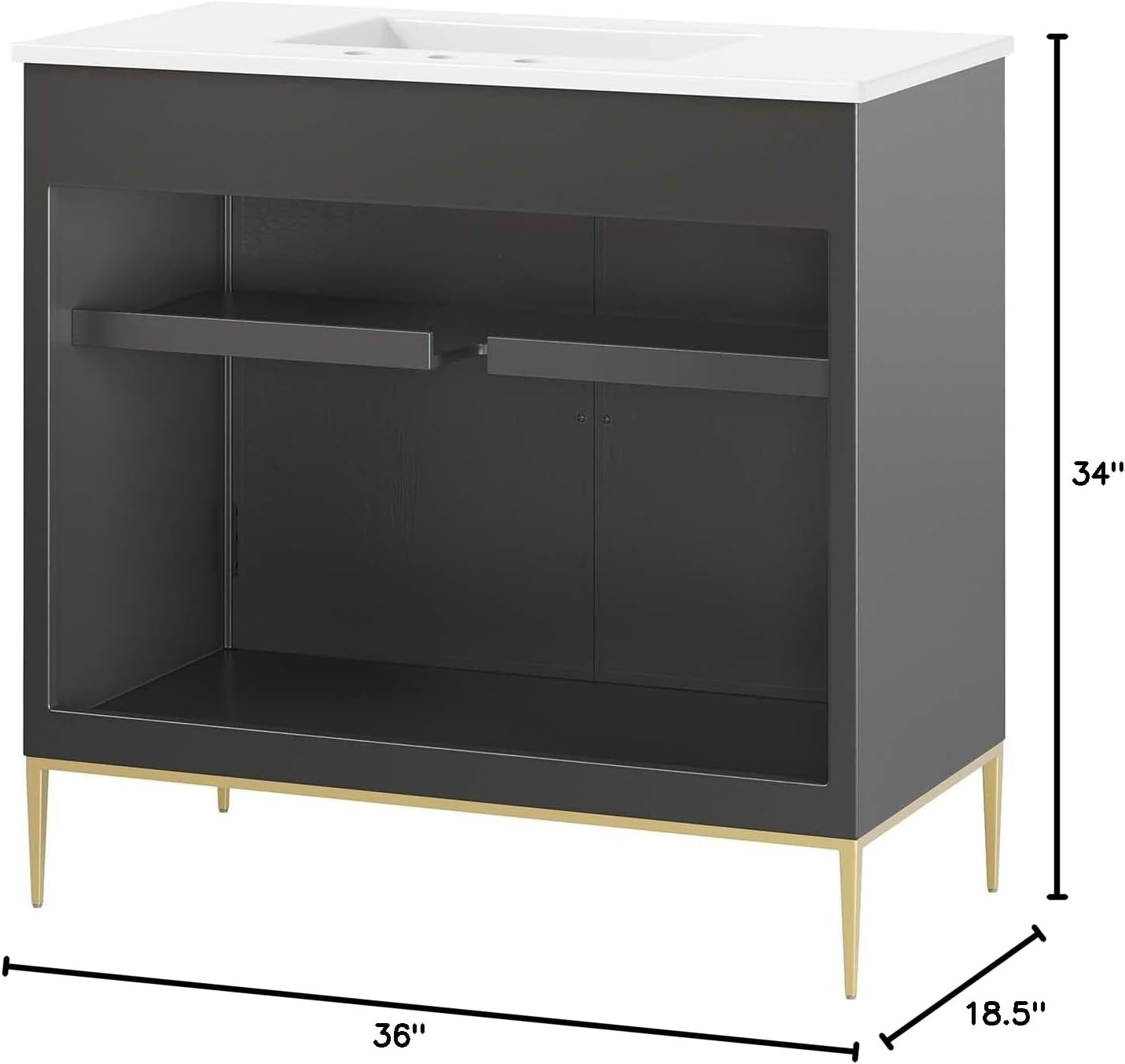 36″ Awaken Bathroom Vanity Cabinet in Elegant White and Black Finish