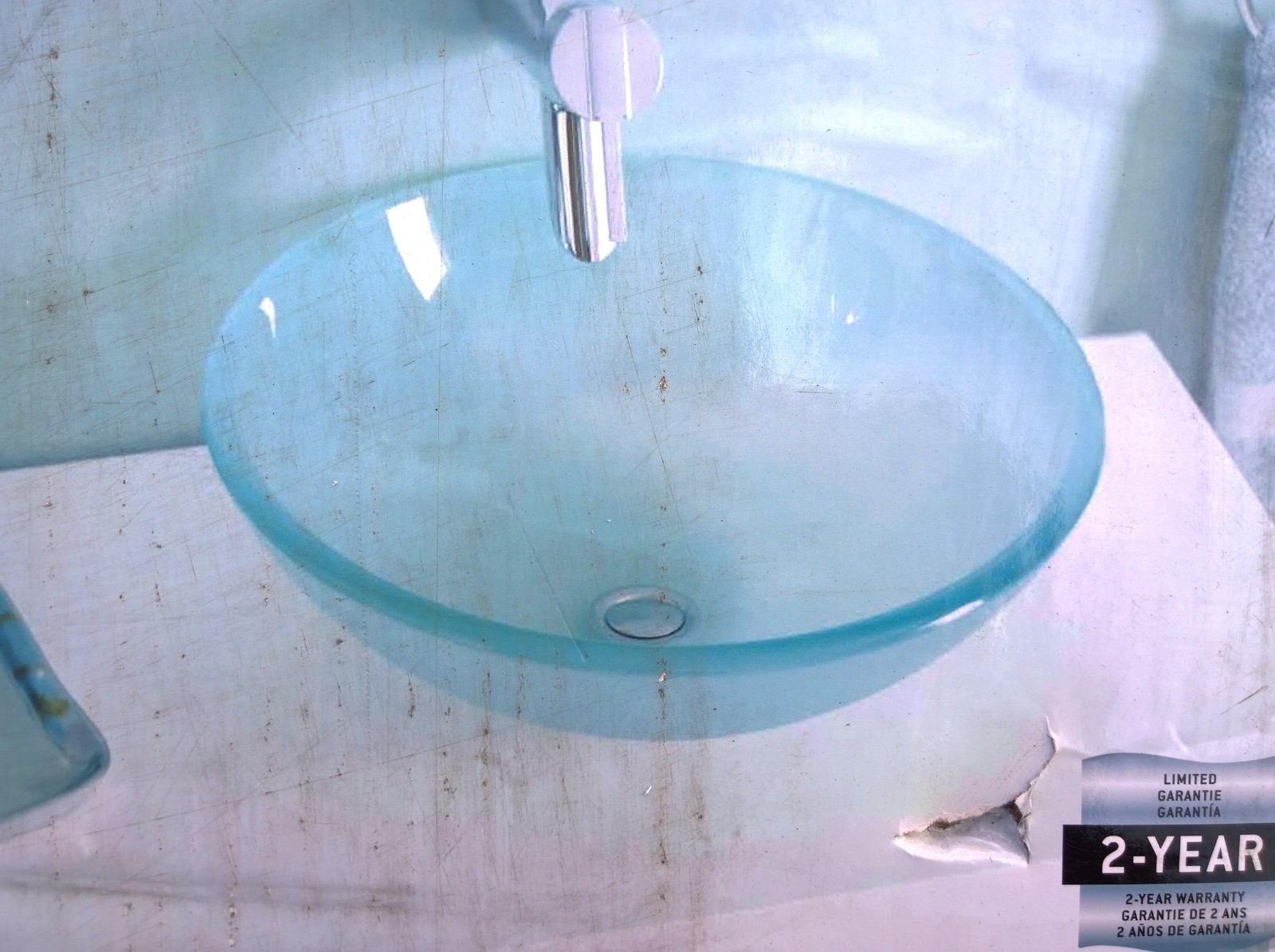 NIB Nice Bathroom 16.5″-W Tempered Frosted Glass Vanity VESSEL SINK