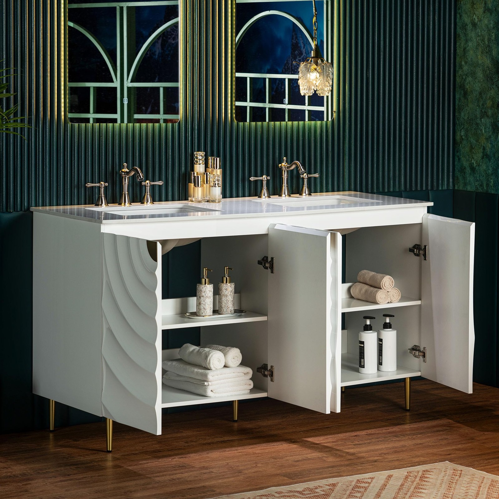 Woodbridge 60″x22″ Bathroom Vanity with Double Ceramic Undermount Sinks