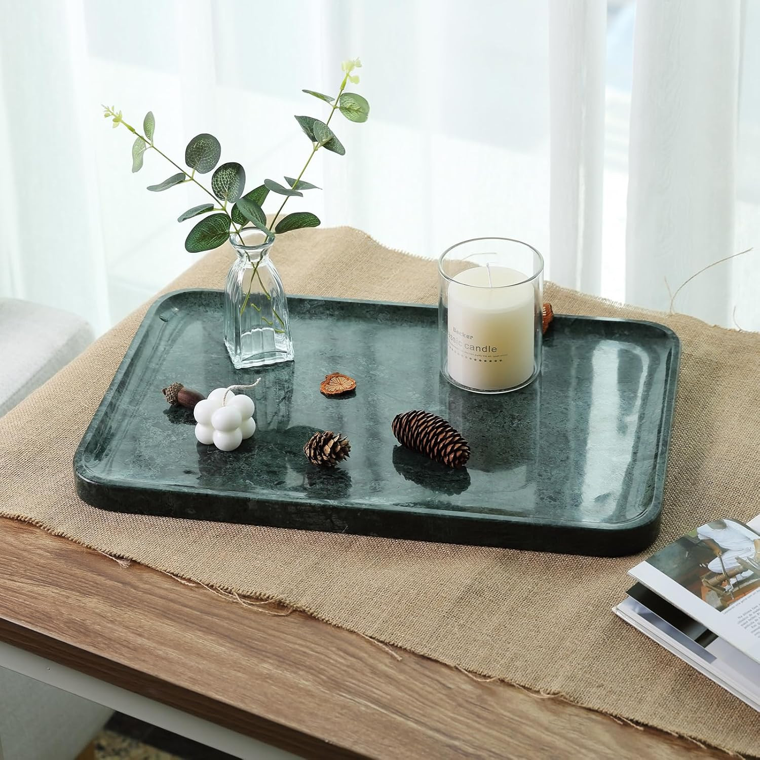 Marble Vanity Tray, 18In Stone for Bathroom Countertop, 17 3/4” Oversized Dress