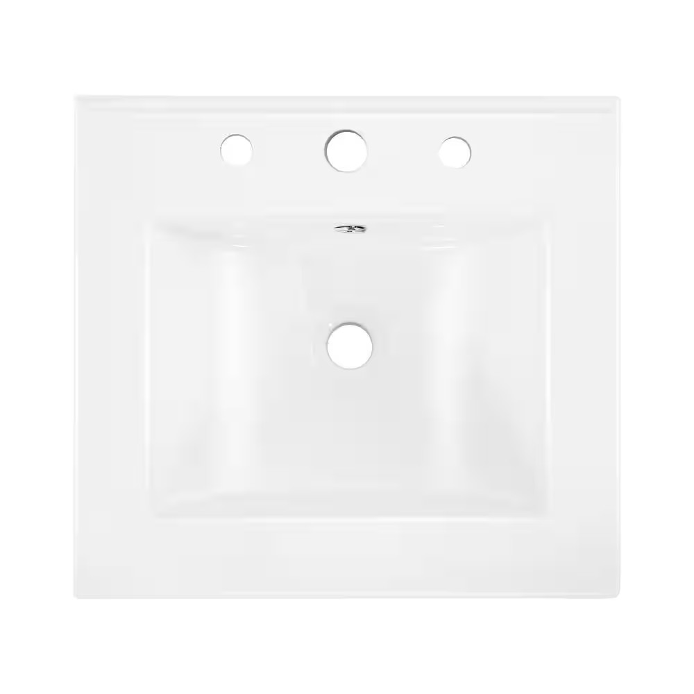 Ancillary 3-Hole 20 in. W x 18.25 in. D Classic Contemporary Rectangular Ceramic