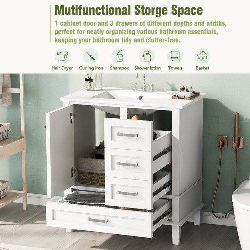 30 In.W Bathroom Vanities Stability and Durability Modern Vanity With Sink