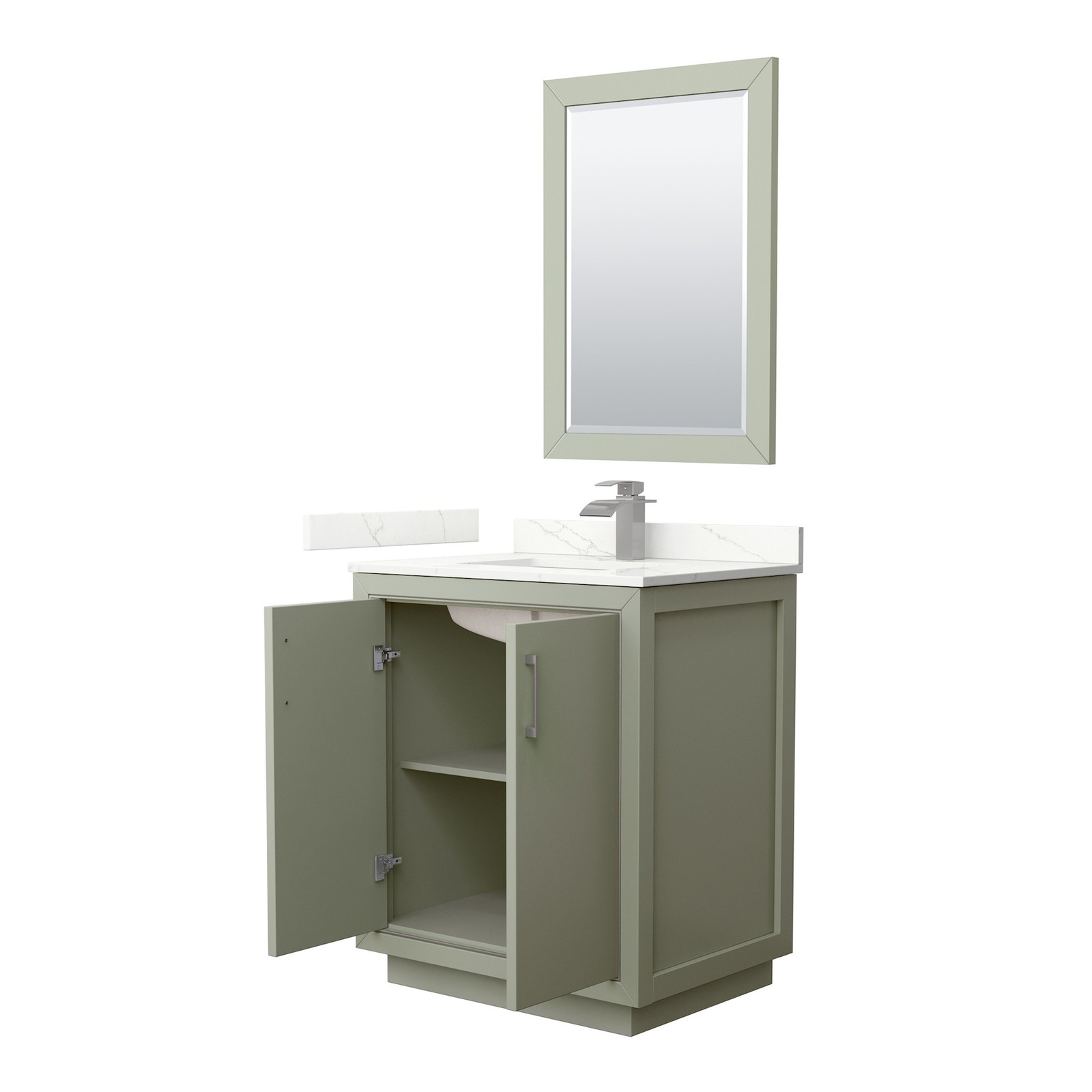 Wyndham Collection WCF111130S-QTZ-UNSM24 Icon 30″ – Dark Gray / White Quartz Top
