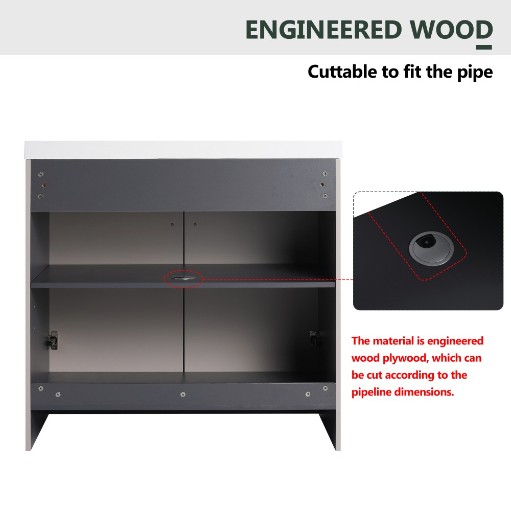 Freestanding Bathroom Vanity with Two Soft-Close Cabinet Doors