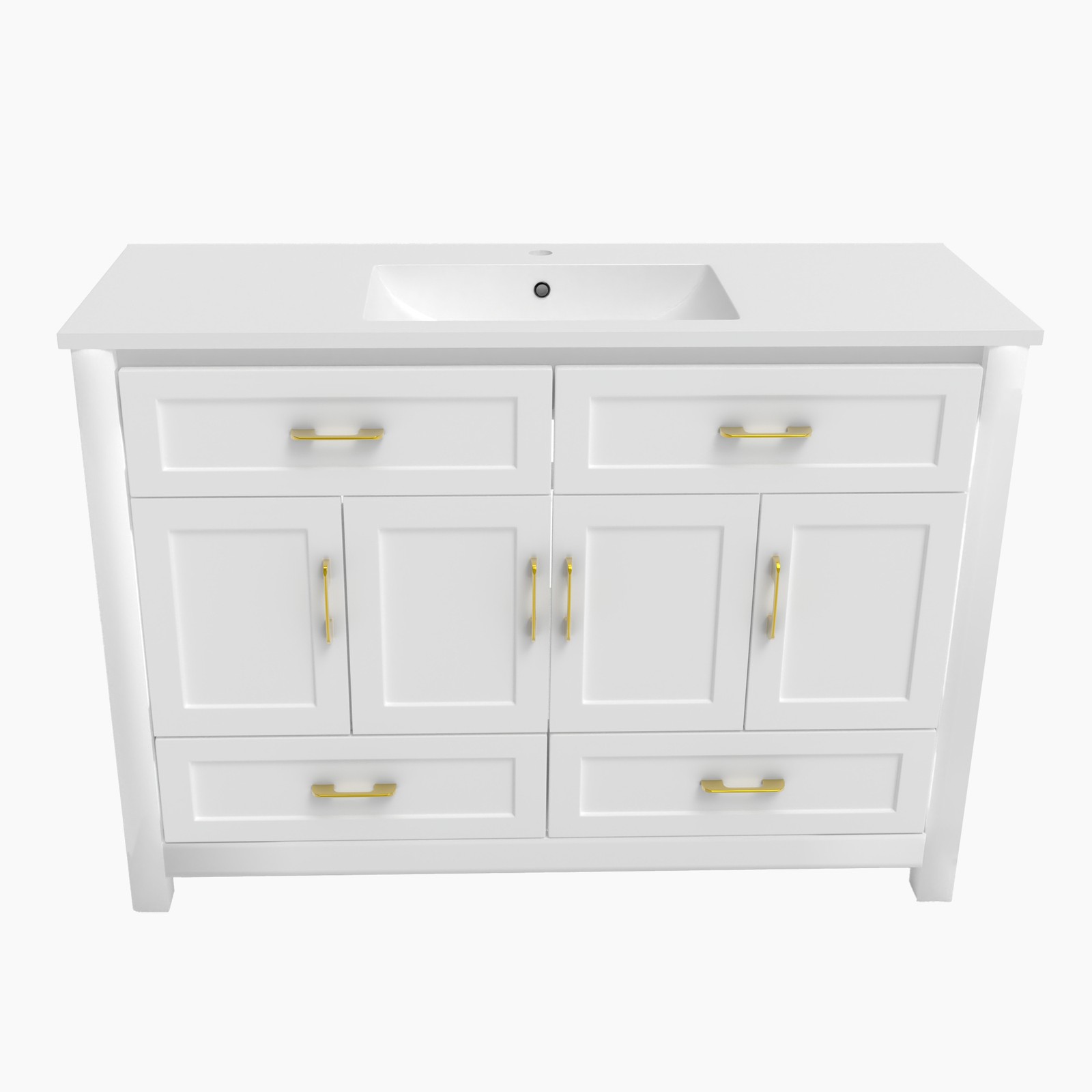 Modern 48″ White Bathroom Vanity with Resin sink Combo, Abundant Storage Cabinet