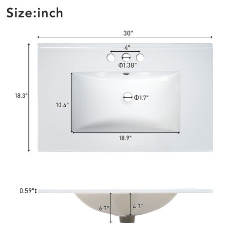 30 In.W Bathroom Vanities Stability and Durability Modern Vanity With Sink