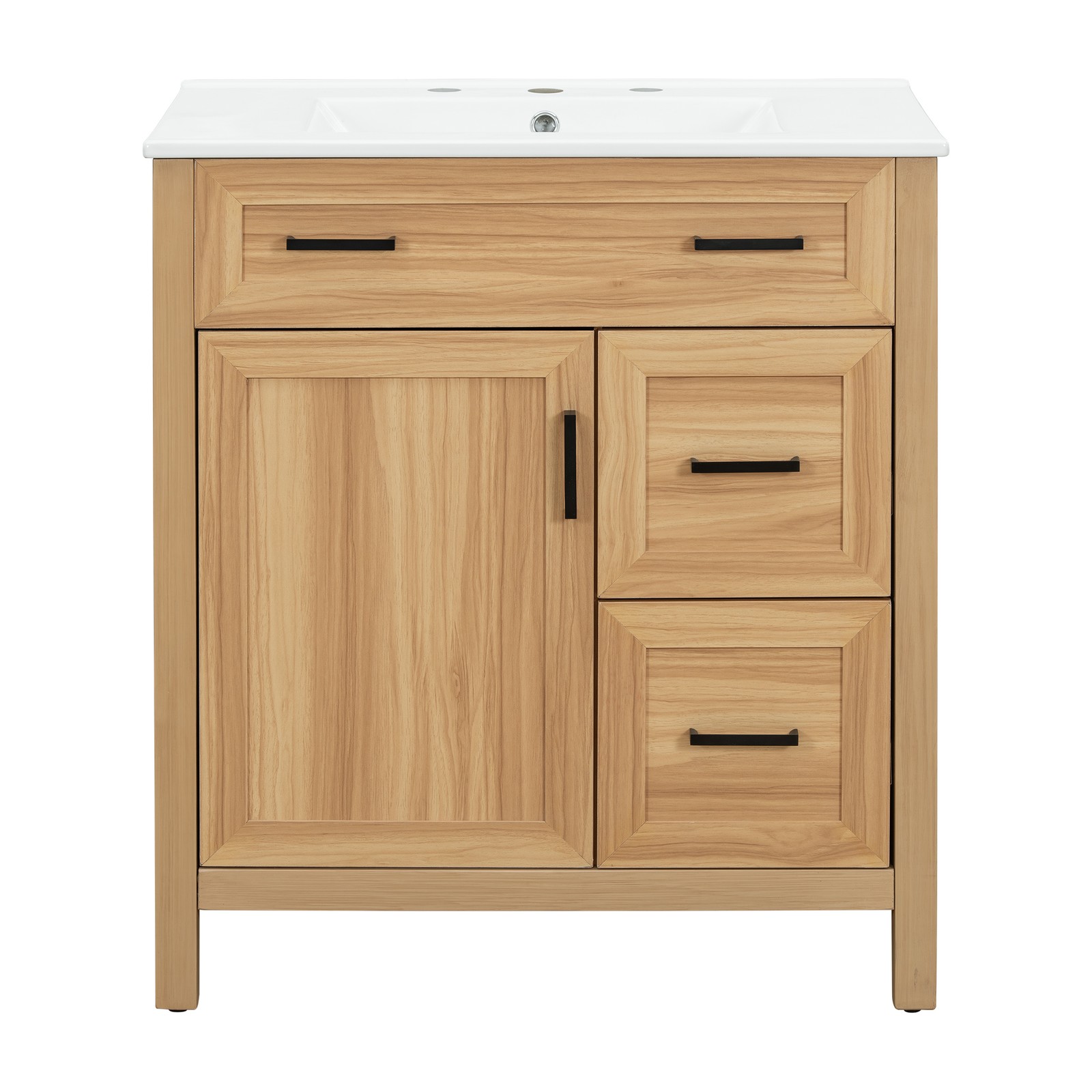 30″ Bathroom Vanity Solid Wood Frame W/Soft Close Door 2 Drawers Storage Cabinet