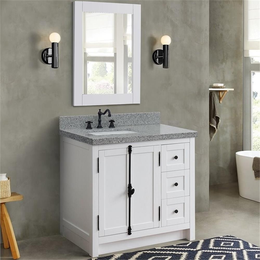 Plantation 37″ Solid Wood Vanity with Left Rectangle Sink in Ash/Gray