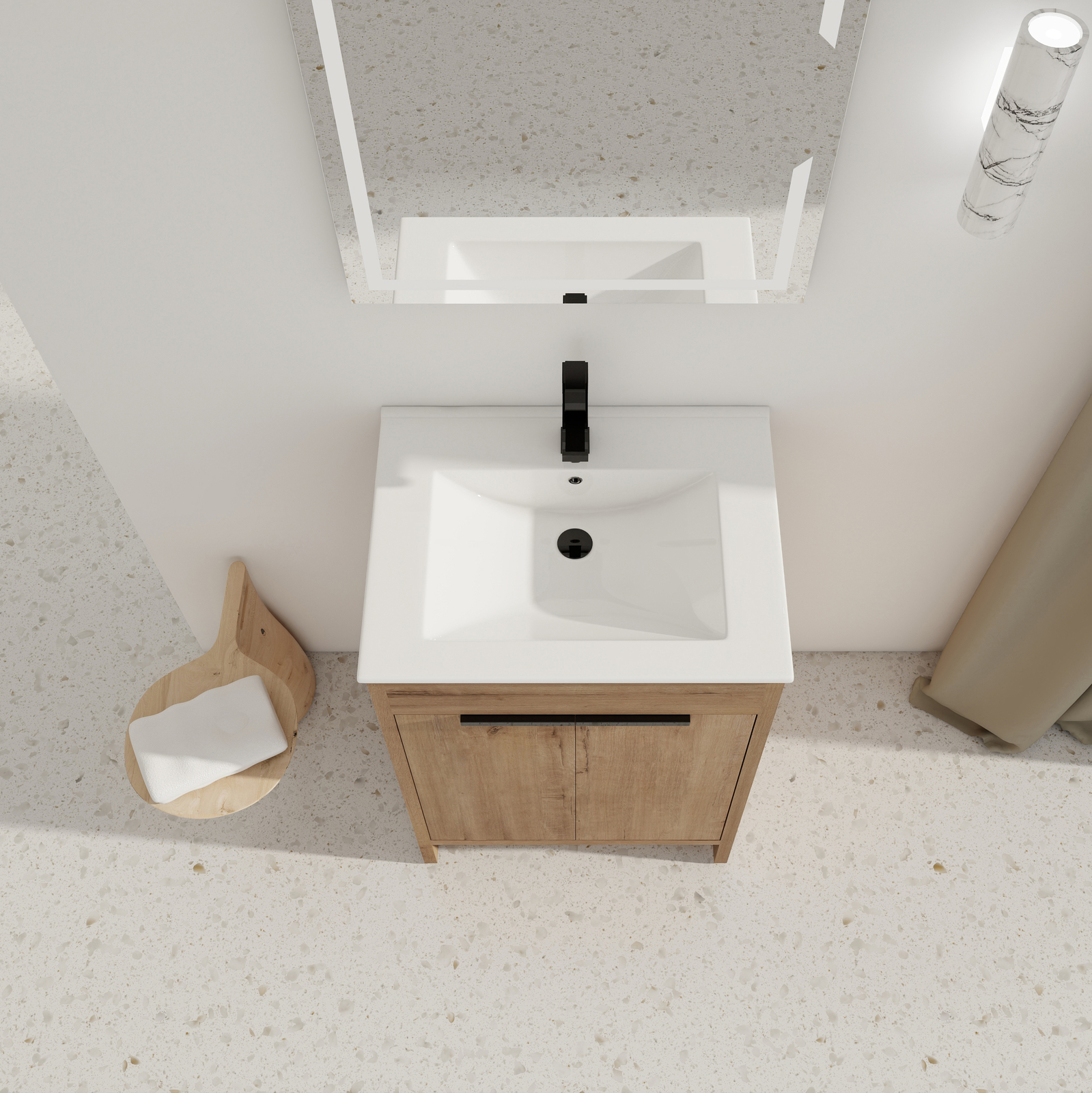 24″Wood Freestanding Bathroom Vanity Cabinet Undermount Ceramic Sink Small Space
