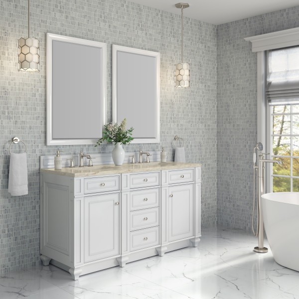 60″ James Martin Bristol 157-V60D-BW-3TJR Double Vanity Cabinet Tajnar Eclos Top