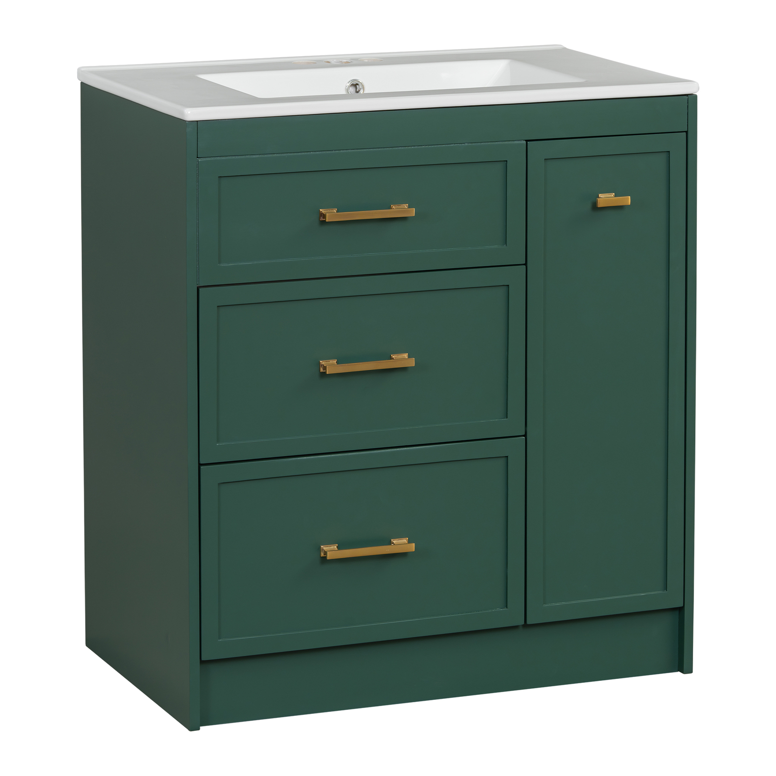 30″ Bathroom Vanity Set Floor Standing Bathroom Storage Cabinet w/Three Drawers