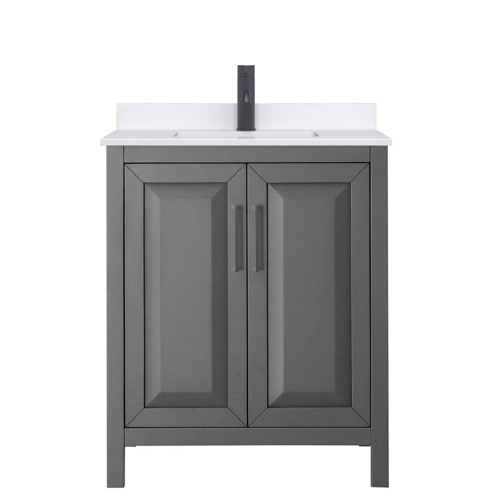 Wyndham Collection WCV252530S-QTZ-UNSMXX Daria 30″ – Dark Blue / White Quartz