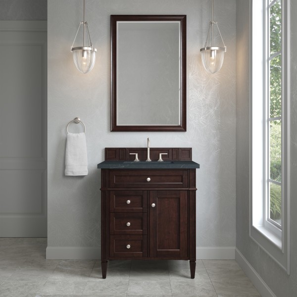 30″ James Martin Brittany 650-V30-BNM-3CSP Vanity Cabinet Charcoal Soapstone Top