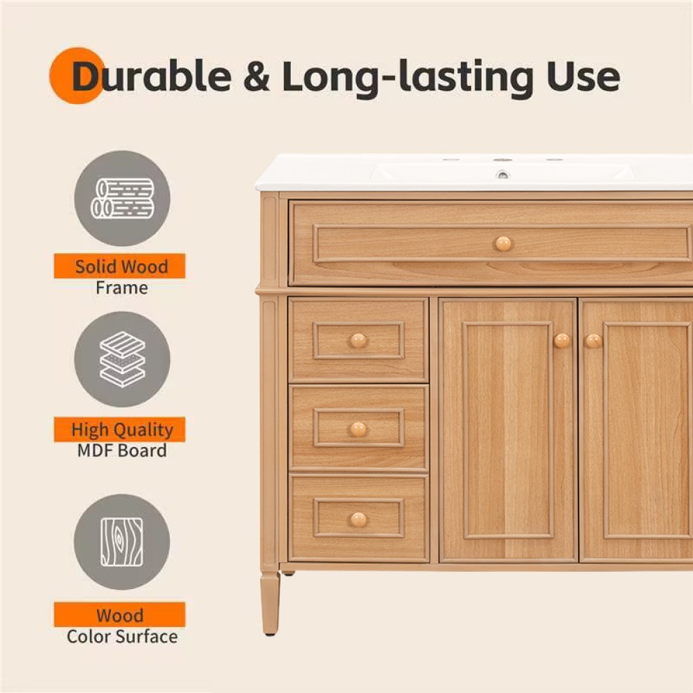 36″ Bathroom Vanity with Sink Wood Vanity Cabinet with Flip-Out Drawer 3 Drawers