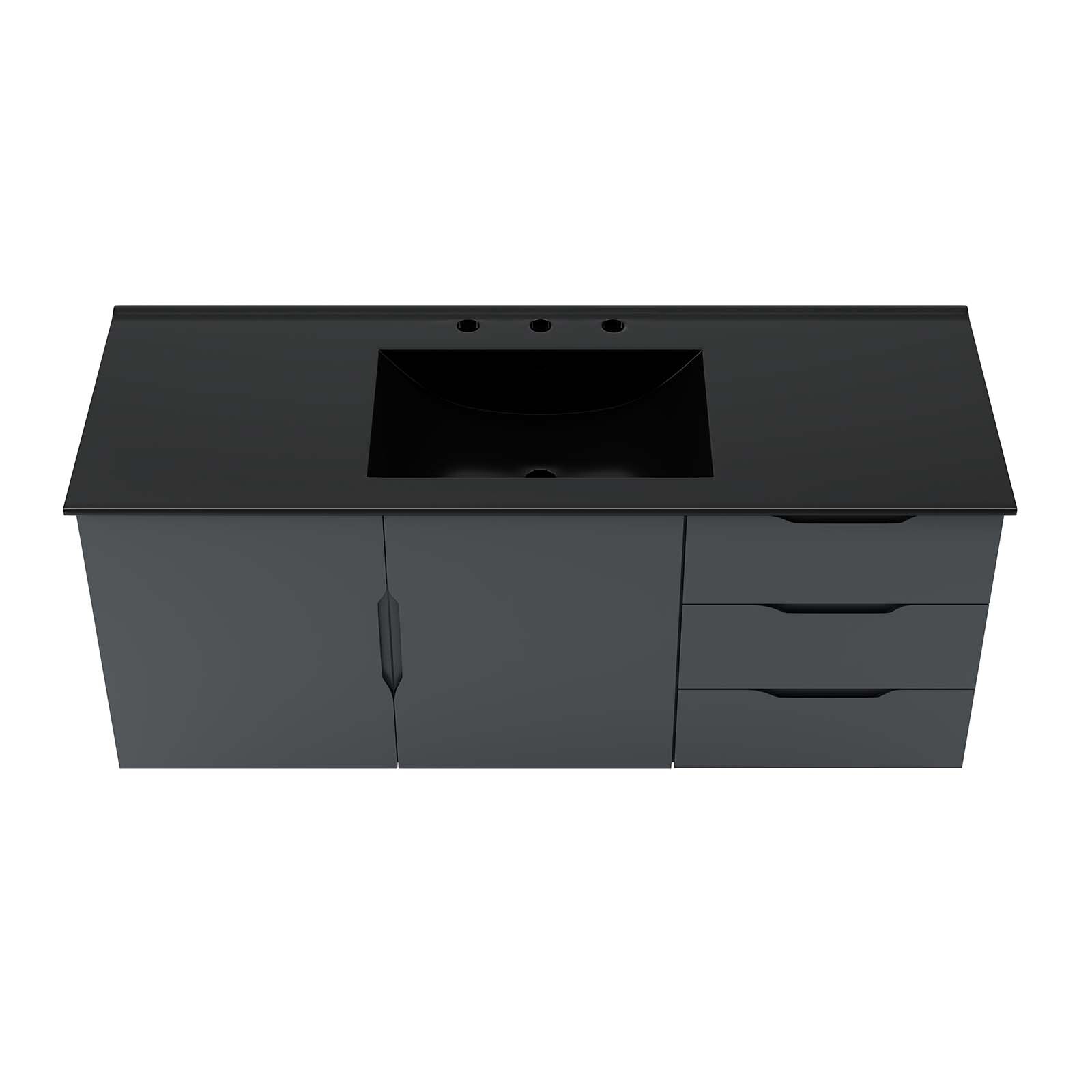 Modway Vitality 48″ Single Sink Wall-Mount Bathroom Vanity in Gray Black