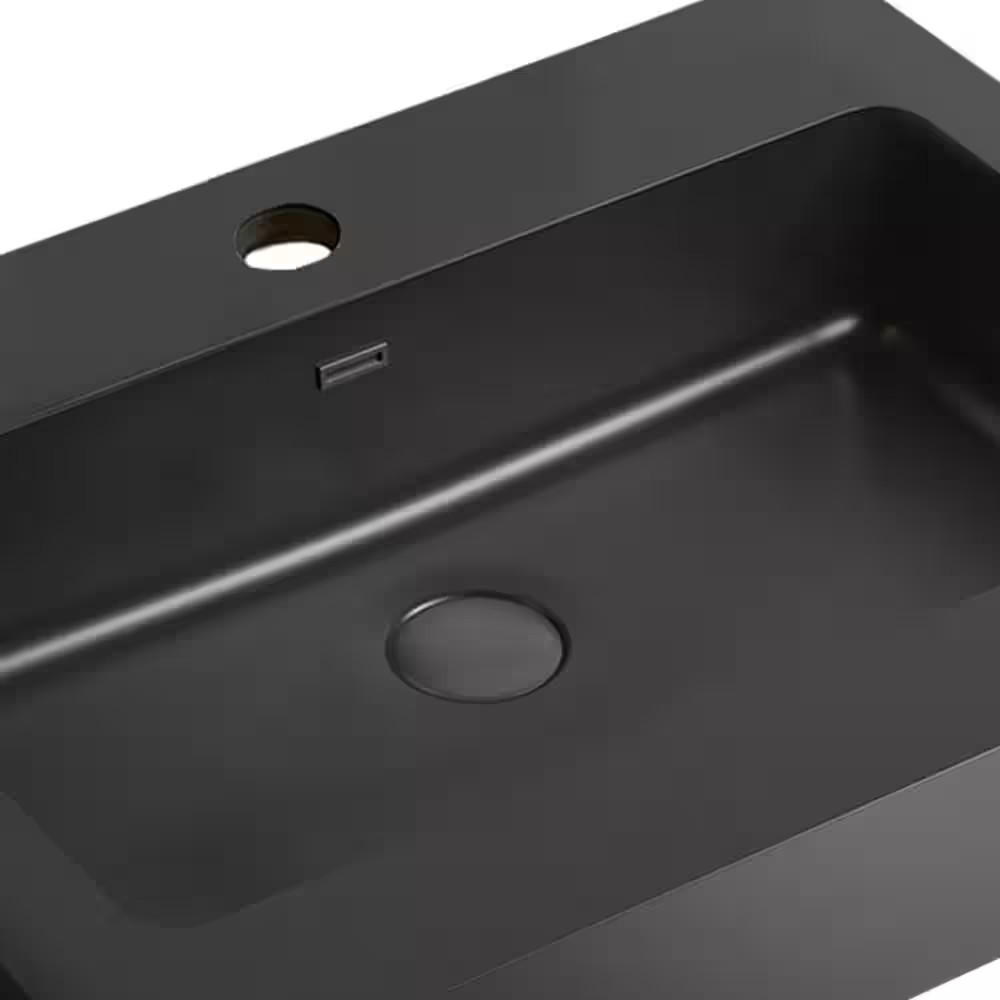 24 In. Drop-In Bathroom Sink in Matte Black Quartz Vanity Top