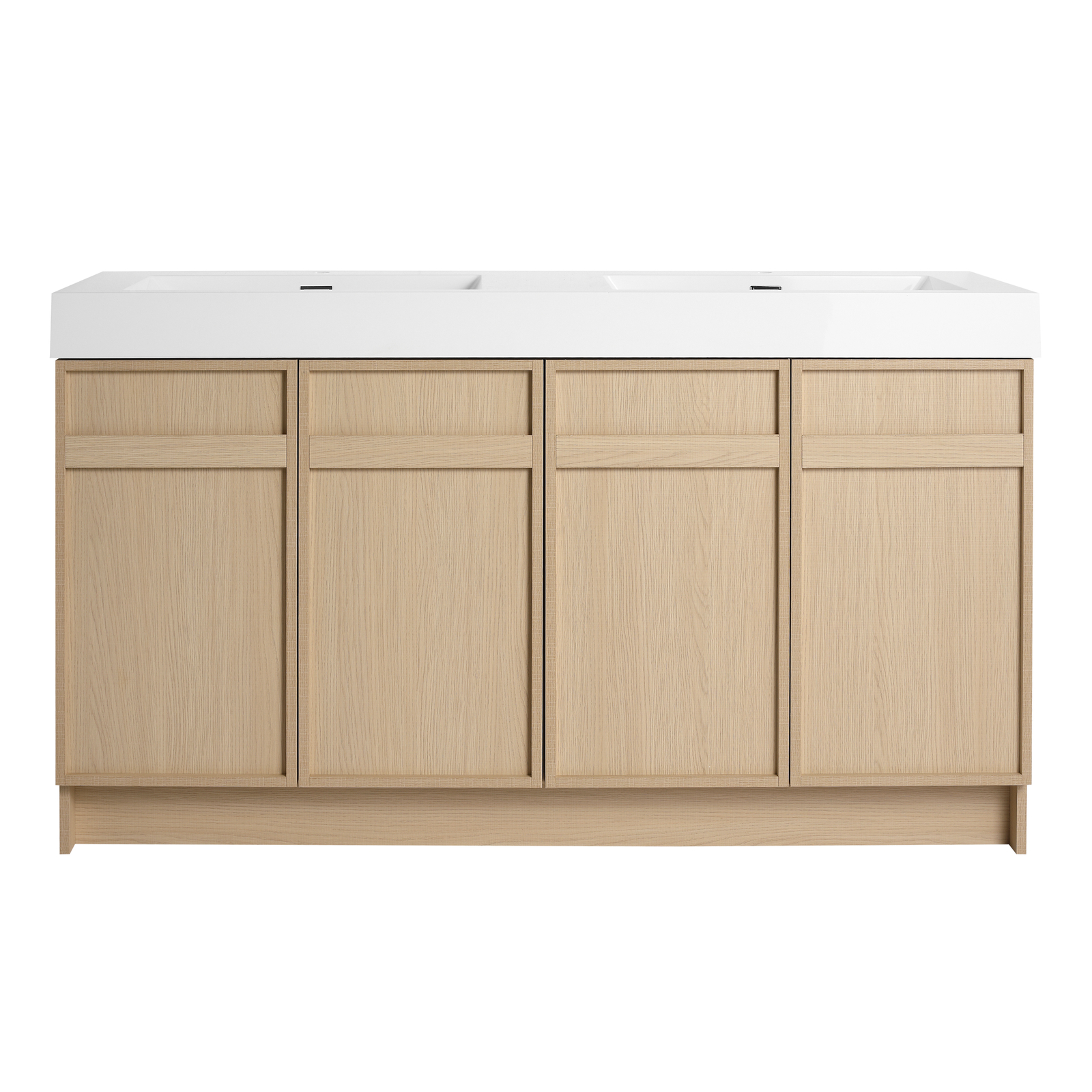 60″ Plywood Double Sink Bathroom Vanity Cabinet 4 Doors Undermount Resin Sink
