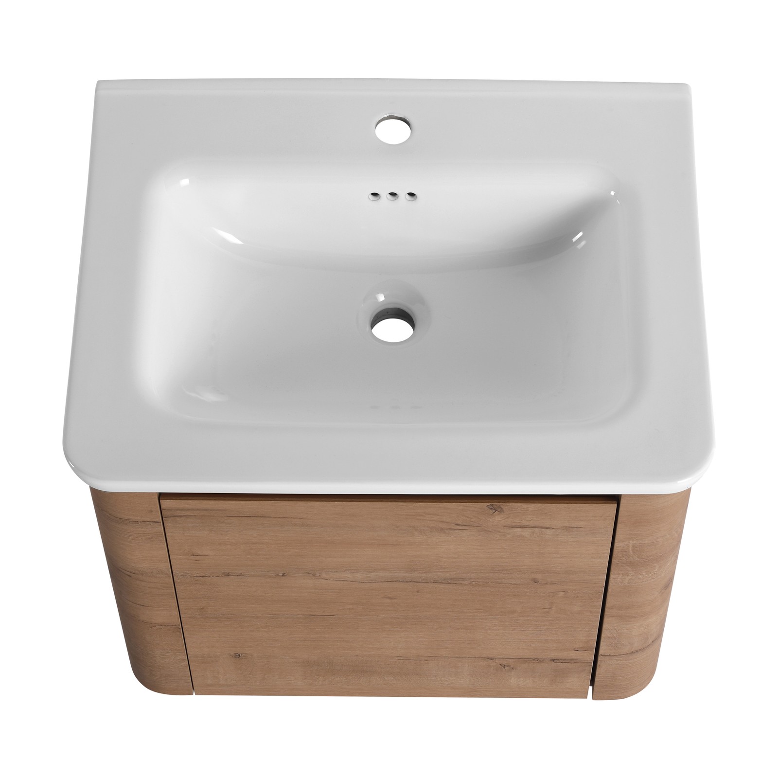 24in Plywood Wall Mounted Bathroom Vanity W/ White Ceramic Sink For Small Space