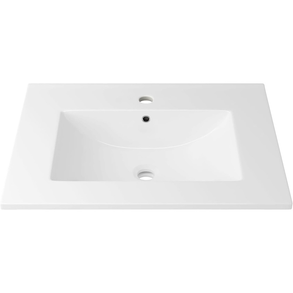 32-Inch White Ceramic Bathroom Sink, Fits 32-Inch Vanity,Pre-Drilled Faucet Hole