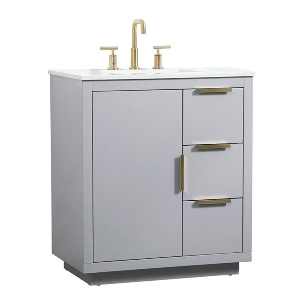 Elegant Decor Blake 30″ Aluminum Alloy MDF Single Bathroom Vanity in Gray