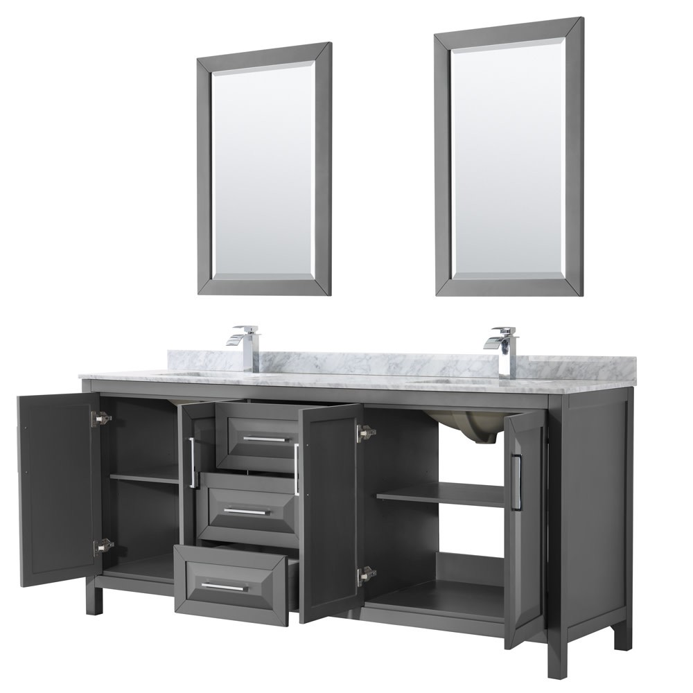 Wyndham Collection WCV252580DUNSM24 Daria 80″ – Dark Gray / White Carrara Marble