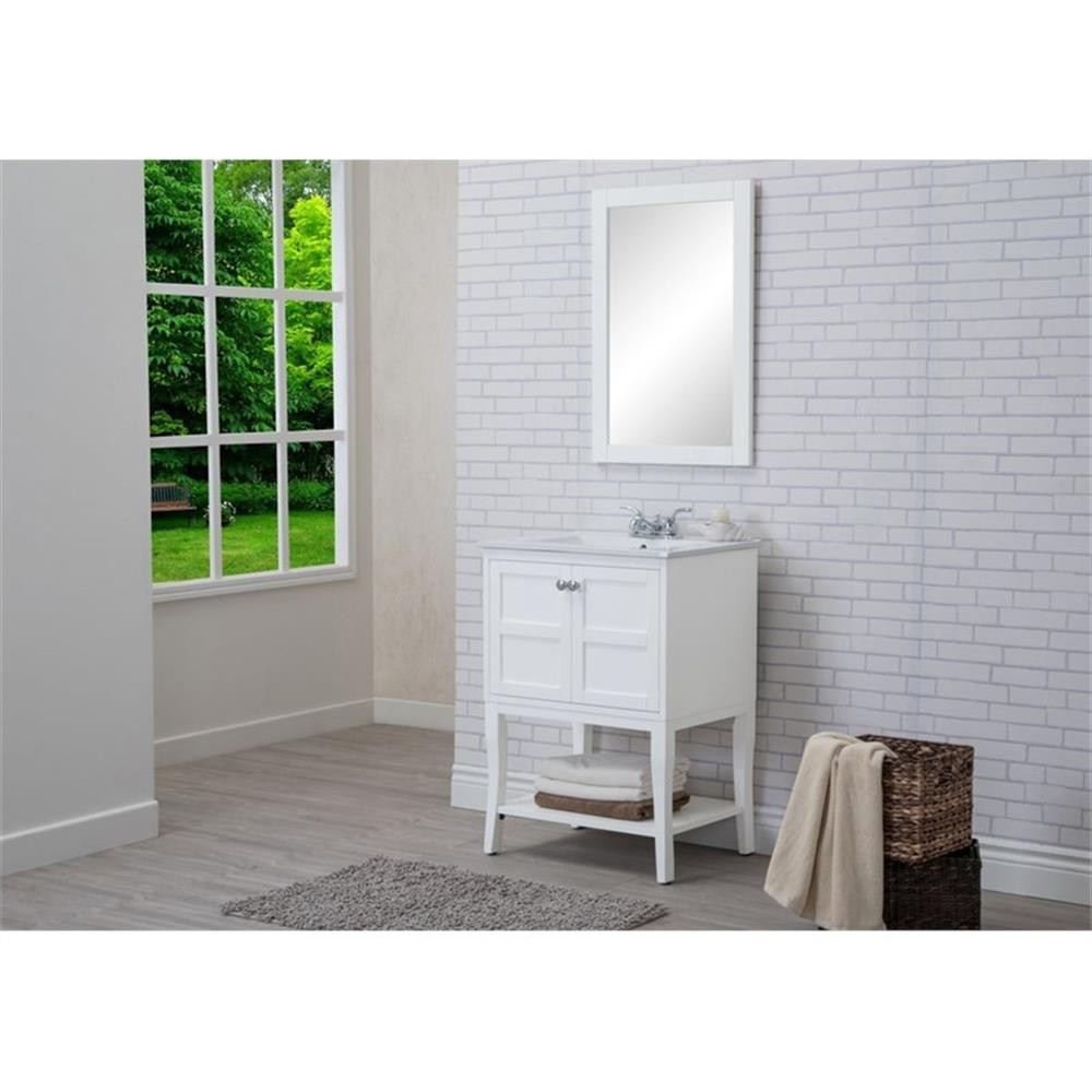 Elegant Decor Mason 24″ 2-Door Wood Single Bathroom Vanity in White