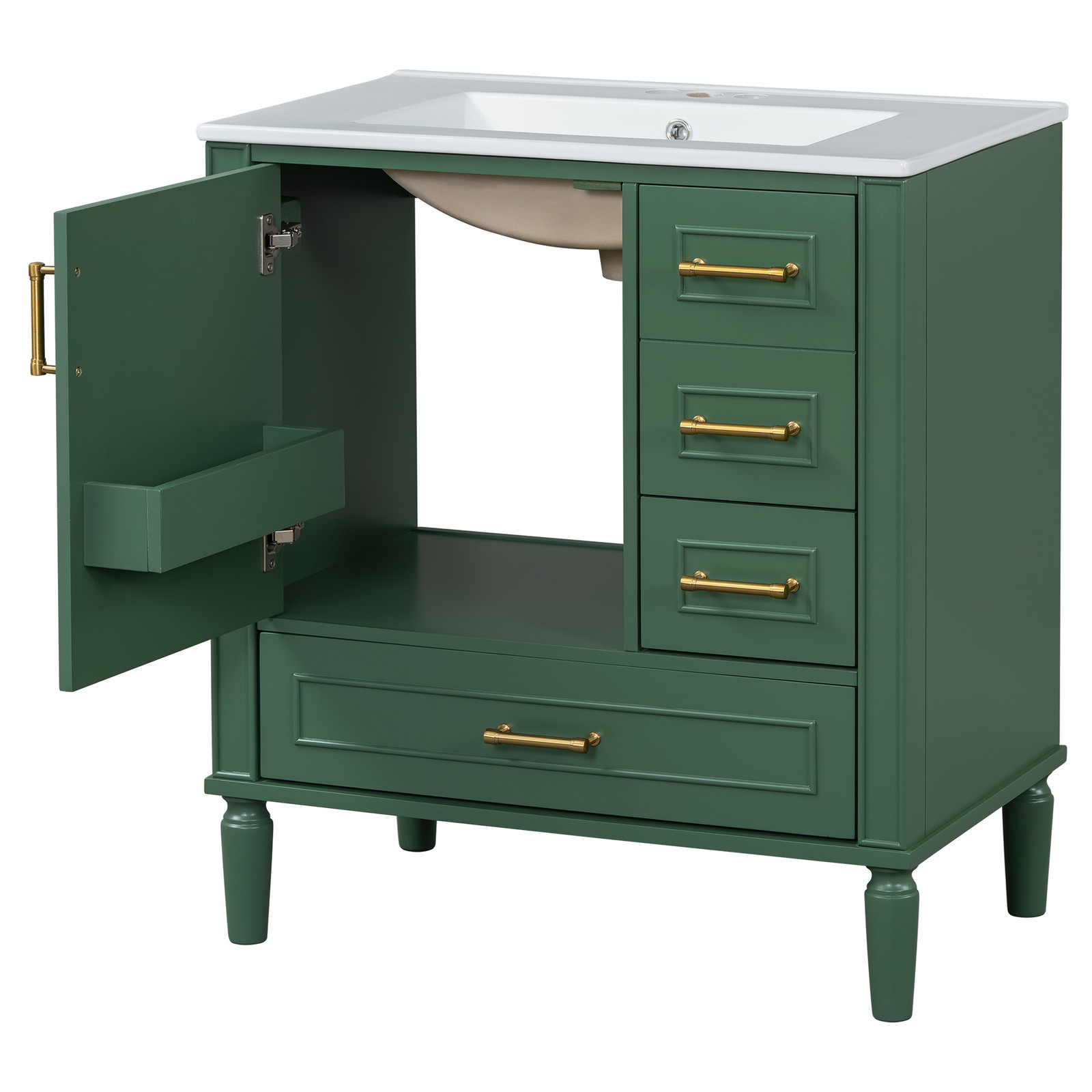30″ Bathroom Vanity Set Floor Standing Bathroom Storage Cabinet w/Three Drawers