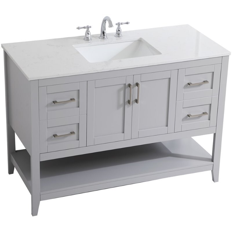 Elegant Decor Aubrey 48″ Single Quartz Top Bathroom Vanity in Gray