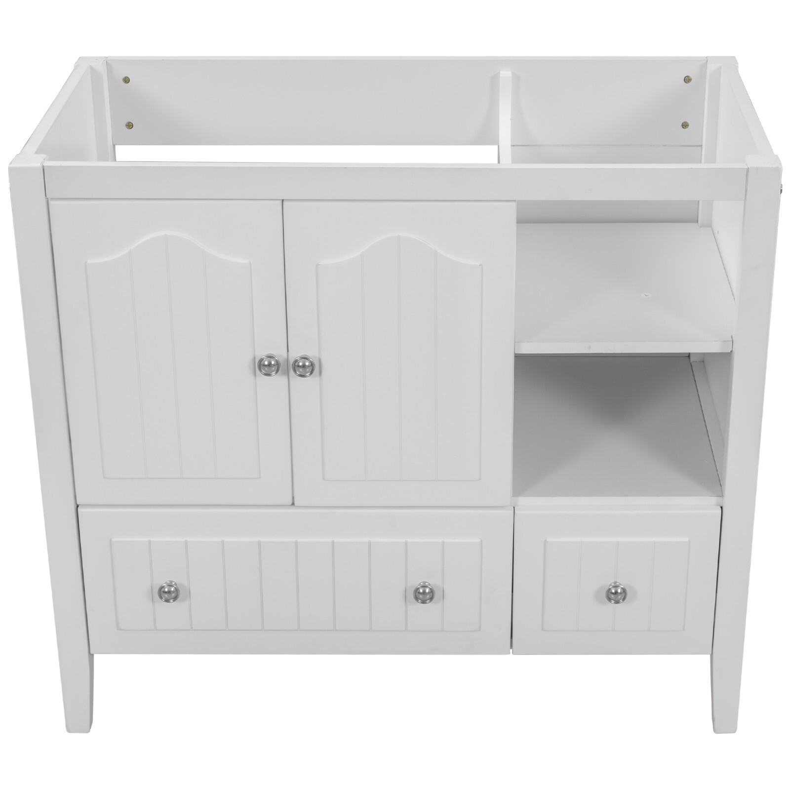 36″ Bathroom Vanity Base Only, Solid Wood Frame and MDF Boards, White