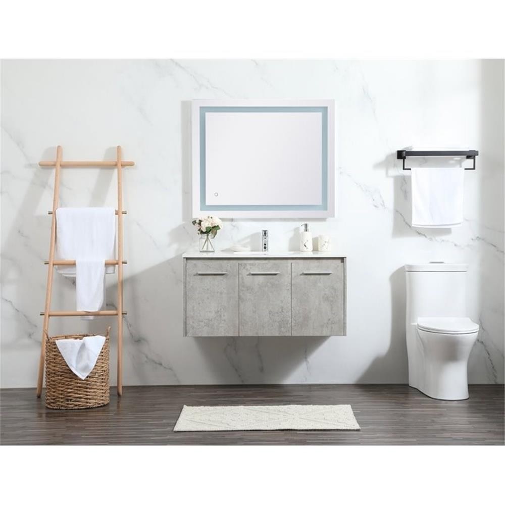 Elegant Decor Penn 40″ Aluminum Alloy MDF Single Bathroom Vanity in Gray