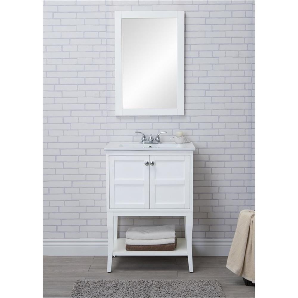 Elegant Decor Mason 24″ 2-Door Wood Single Bathroom Vanity in White