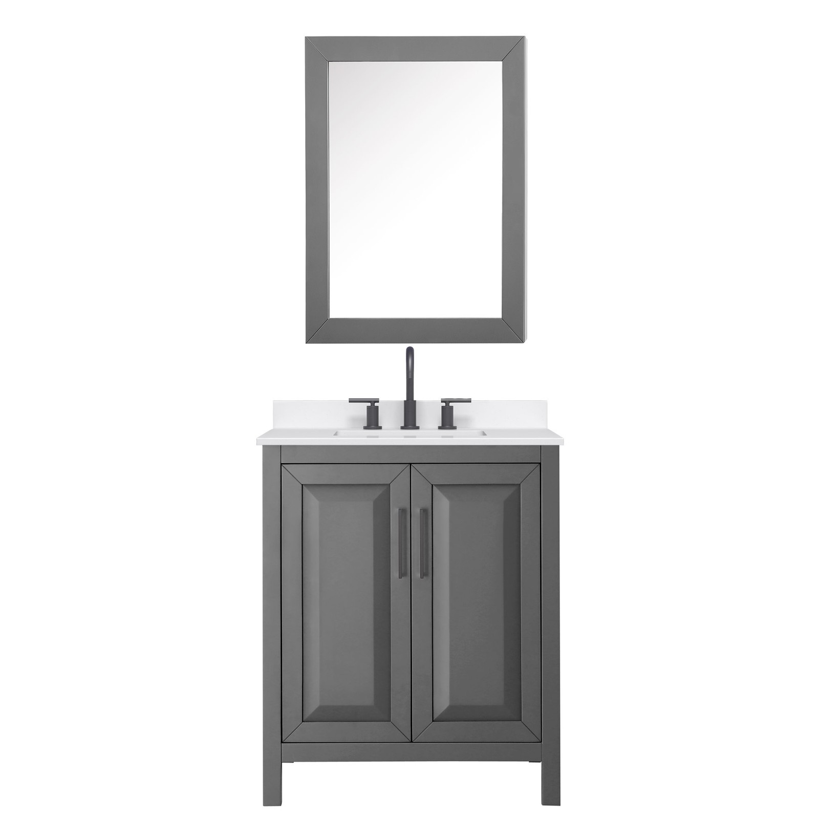 Wyndham Collection WCV252530S-QTZ-US3MED Daria 30″ – Dark Blue / Giotto Quartz