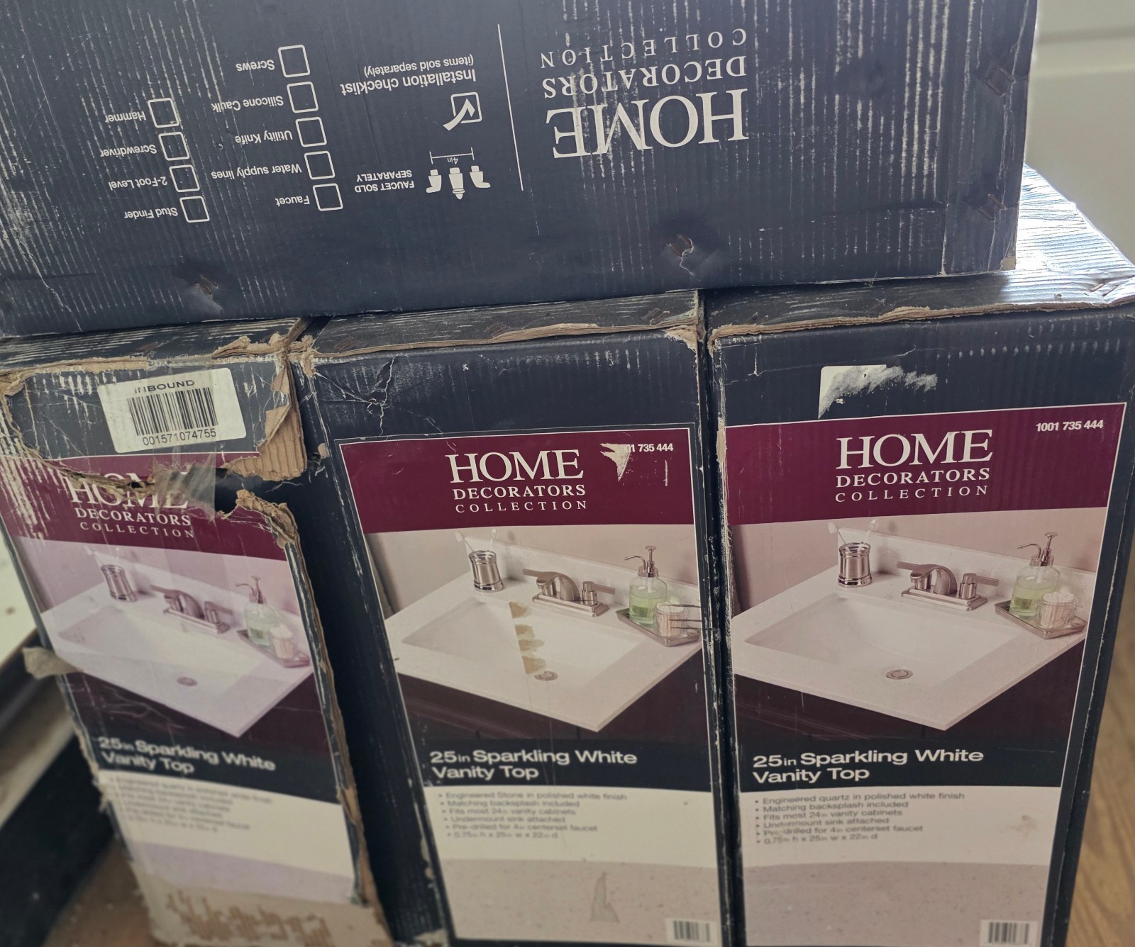 25in. Sparkling White Vanity Top – Home Decorators Collection – New, Unopened