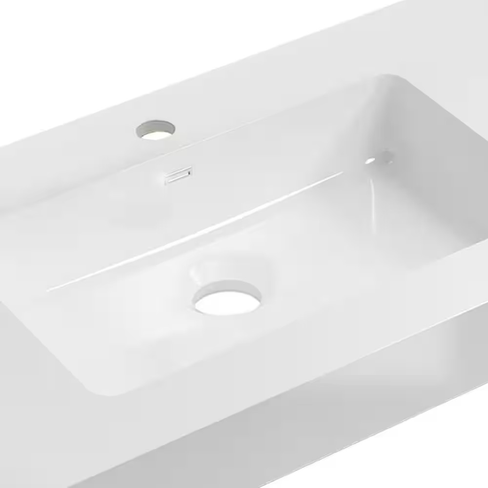 24 In. Drop-In Rectangular Bathroom Sink in White Solid Surface Vanity Top