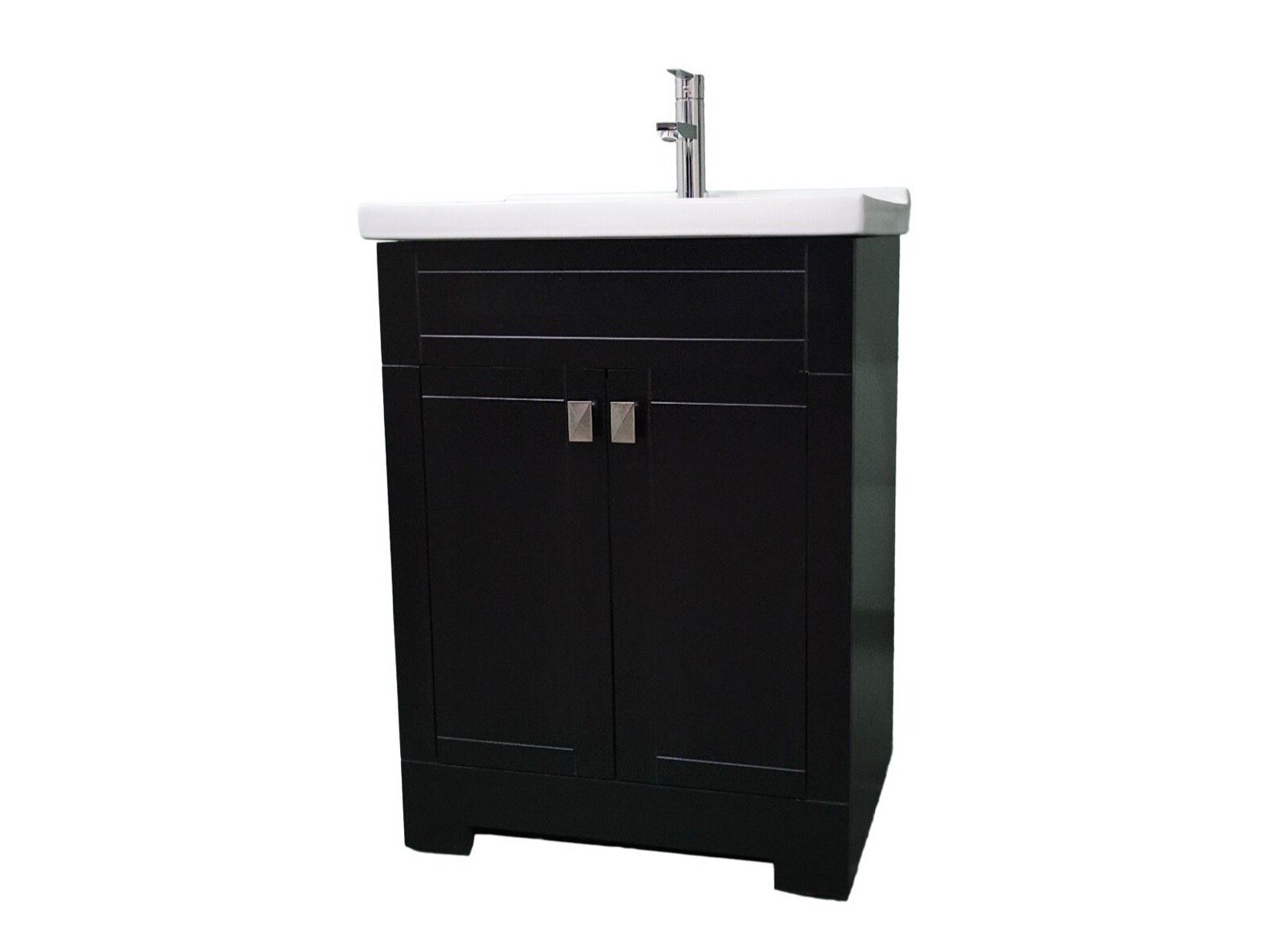 Trenta 24″ W x 19″ D x 33″ H Vanity in Black with White Ceramic Vanity Top