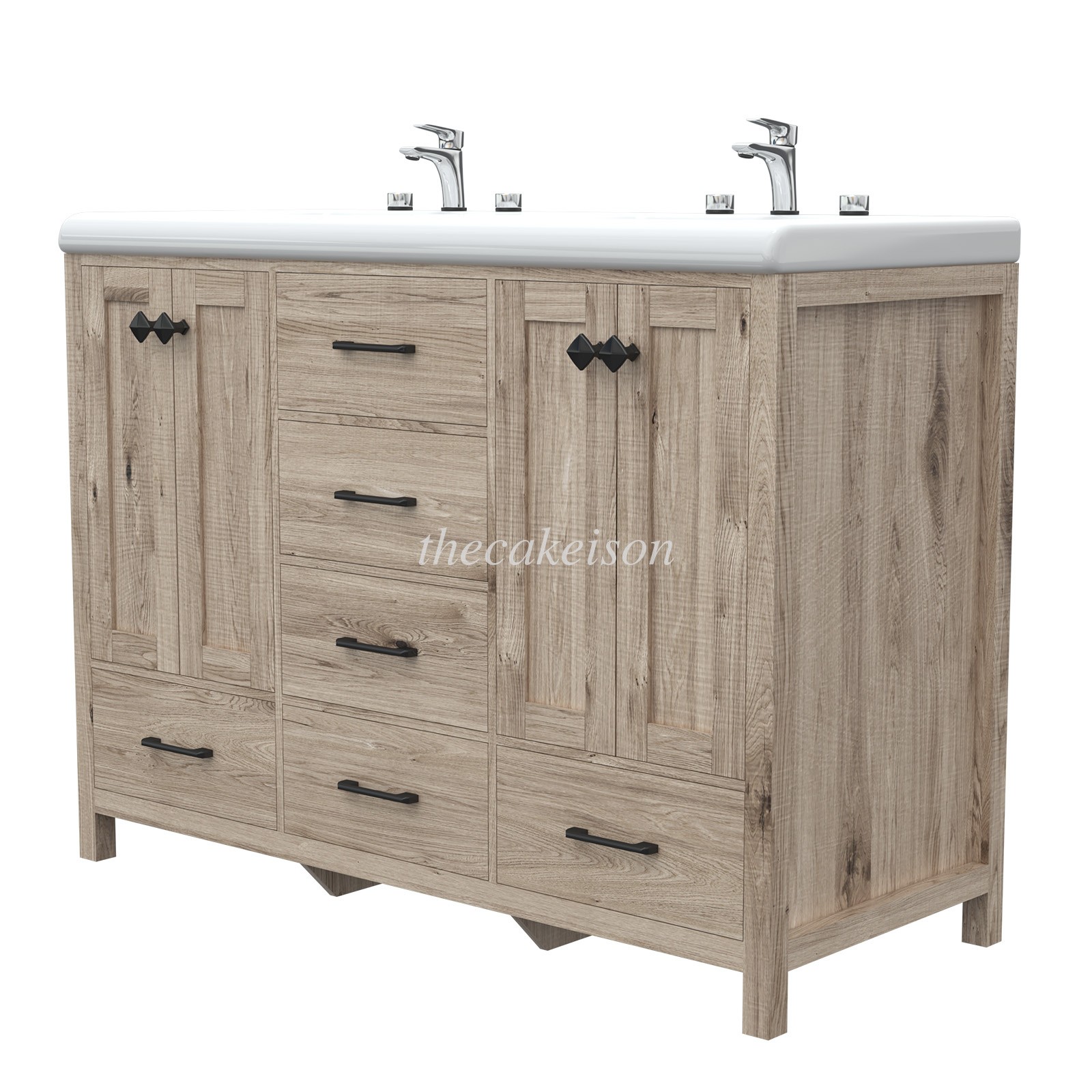 w/ Drawer 47.3″ Bathroom Vanity Vanity Top w/Double Sink Ceramic Freestandin