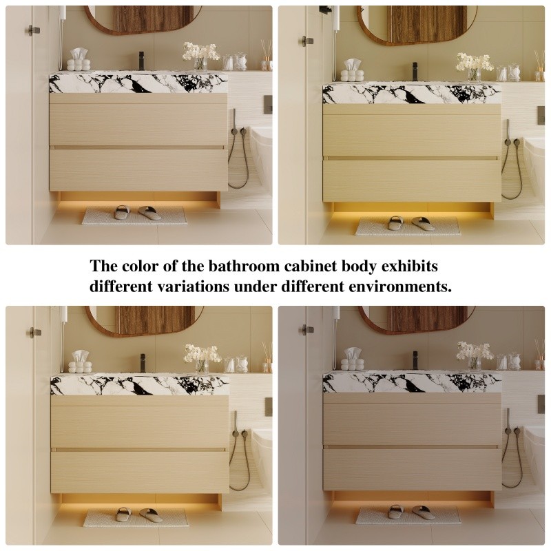 29.9″ Modern Floating Bathroom Vanity with Faux Marble Top and Ceramic Sink